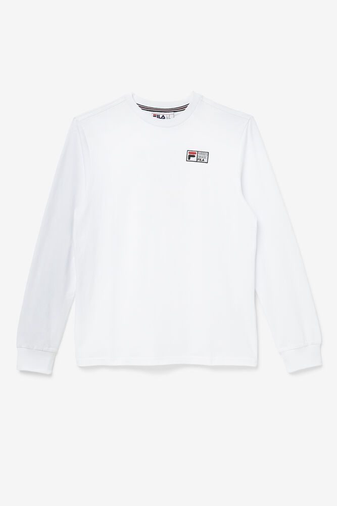 Fila Vesuvius Long Sleeve T-Shirt White - Mens - 03249PIDQ